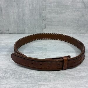 SIMCO Western Leather Belt Mens 38 Silver Braided Leather Detail 1032